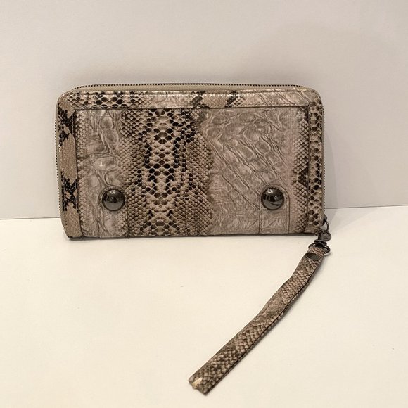 Tan Faux Snake Skin Clutch Wallet - Picture 1 of 5